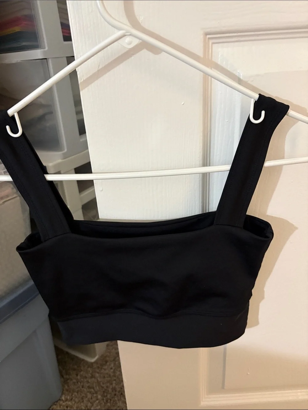 Black Square-Neck Dance Crop Top